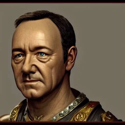 Prompt: Kevin Spacey as a Roman Emperor, highly detailed, digital painting, Trending on artstation , HD quality, by Glenn Rane and Samwise Didier, dramatic light, octane