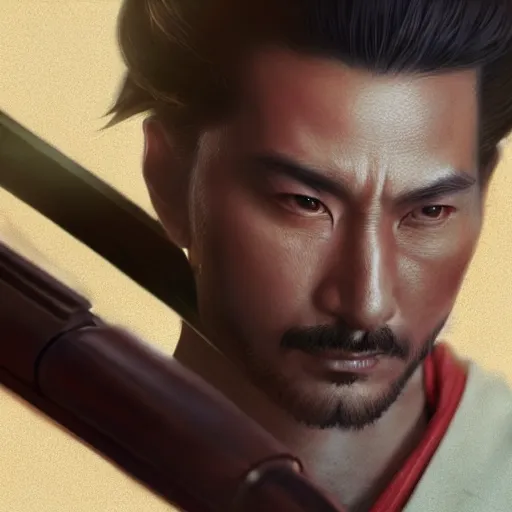 Image similar to master samurai, realistic, 8 k, extremely detailed, cgi, trending on artstation, hyper - realistic render, by greg rutkowski