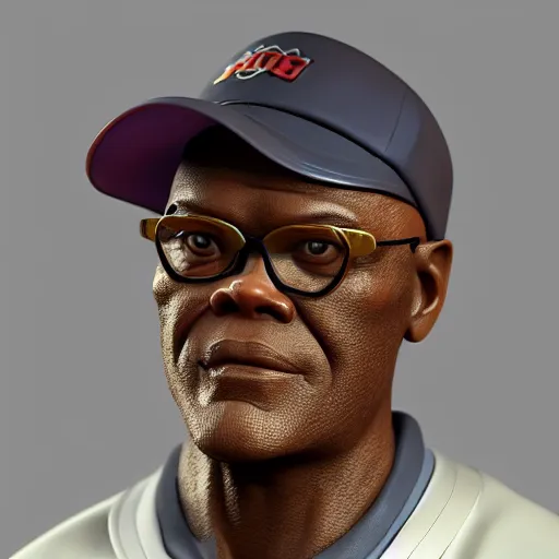 Prompt: plastic sculpture of samuel l. jackson, wide shot, vibrant color details, zbrush, hyper realistic, golden ratio, macro lens, unreal engine, octane render, symmetri