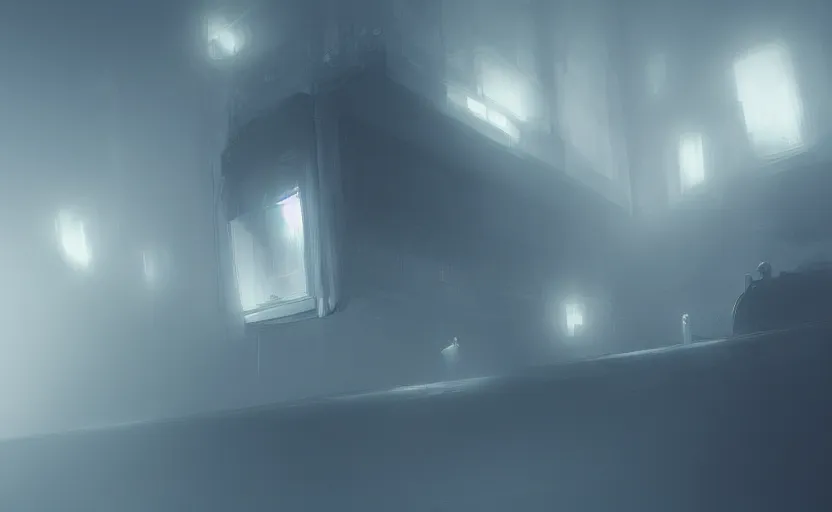 Image similar to staring at a computer screen, fog, volumetric lighting, intricate, elegant, highly detailed, digital painting, artstation, concept art, smooth, sharp focus, illustration