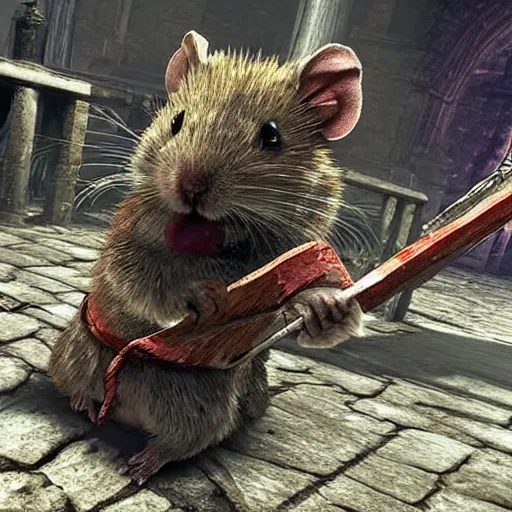 Image similar to a hamster in the video game Dark Souls