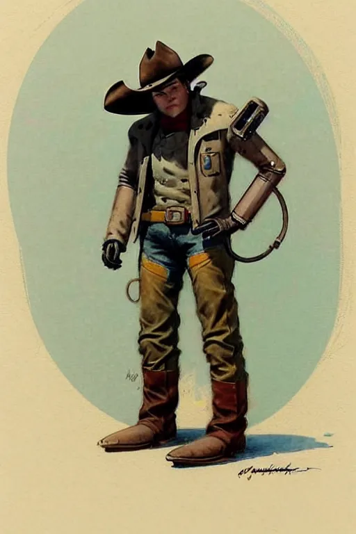 Image similar to ( ( ( ( ( 1 9 5 0 s retro future robot android west world cowboy. muted colors. ) ) ) ) ) by jean - baptiste monge!!!!!!!!!!!!!!!!!!!!!!!!!!!!!!