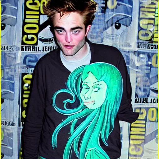 Prompt: robert pattinson mermaid octopus