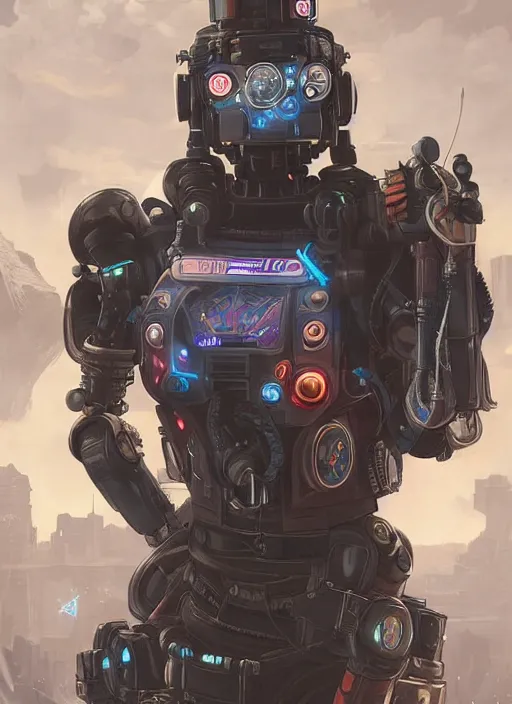 Prompt: cyberpunk pathfinder robot from apex legends character portrait, portrait, concept art, intricate details, highly detailed, vintage sci - fi