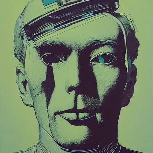 Image similar to portrait of an Astronaut by Andy warhol and Petros Afshar and Beeple, Edward Hopper and James Gilleard, Zdzislaw Beksinski, Mark Ryden, Wolfgang Lettl highly detailed
