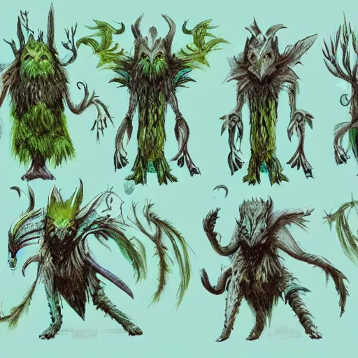 Prompt: digital concept art of forest sprites, detailed, creature bestiary