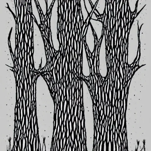 Prompt: boranup forest, drawn with dots, art, minimalist,