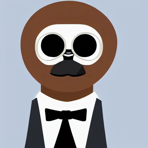 Image similar to sloth wearing tuxedo, 3 d logo, vector illustration, aesthetic, minimalistic