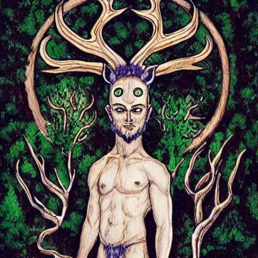 Image similar to Cernunnos and nature in the style of DZO:OLIVIER