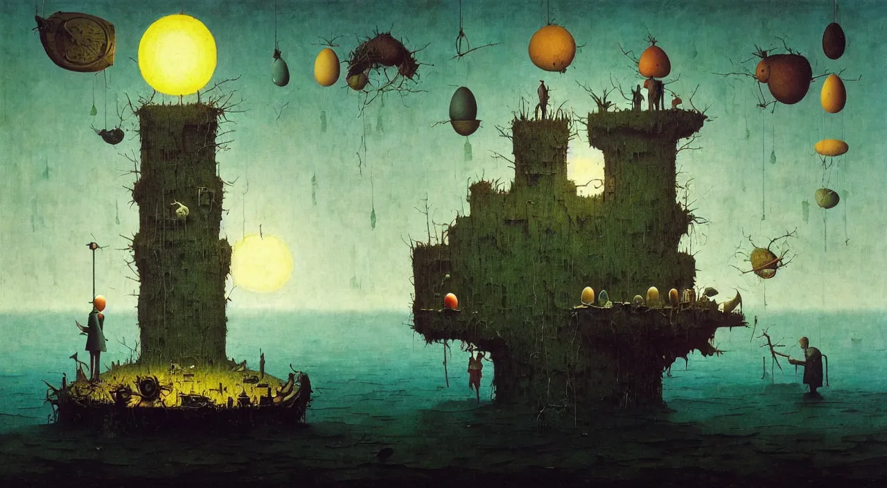 Prompt: single flooded simple!! eggs tower, very coherent and colorful high contrast masterpiece by norman rockwell franz sedlacek hieronymus bosch dean ellis simon stalenhag rene magritte gediminas pranckevicius, dark shadows, sunny day, hard lighting