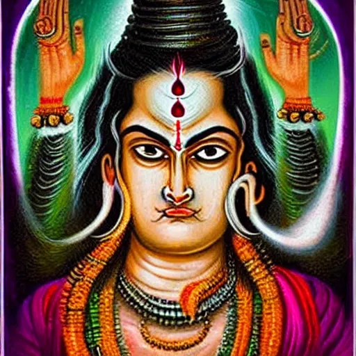 Image similar to beautiful portrait of lord shiva in angry mood, with third eye open, very chilling