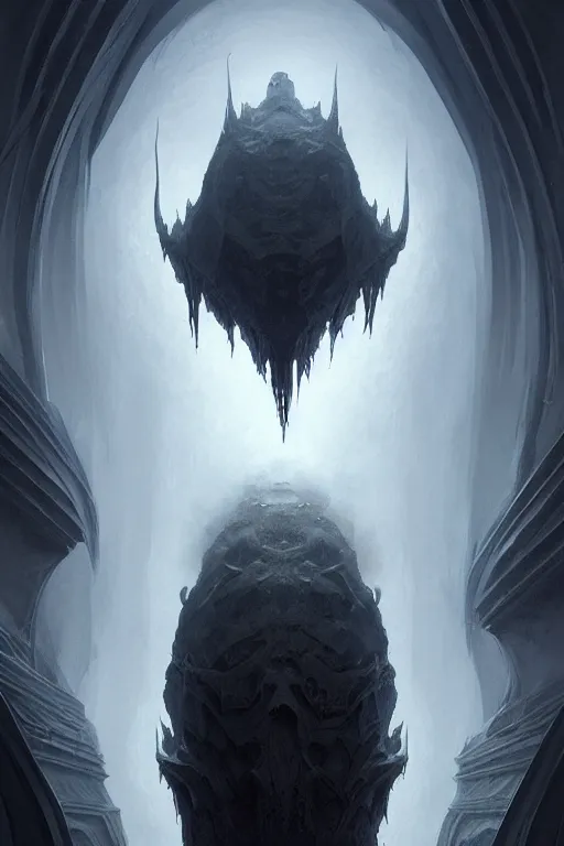 Image similar to professional concept art of a symmetrical fractal ominous floating terrifying thing in a dark room by artgerm and greg rutkowski ( thin white border ). an intricate, elegant, highly detailed digital painting, concept art, smooth, sharp focus, illustration, in the style of cam sykes, wayne barlowe, igor kieryluk.