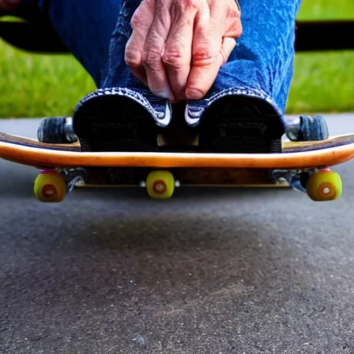 Image similar to old man riding a skateboard, realistic, hd