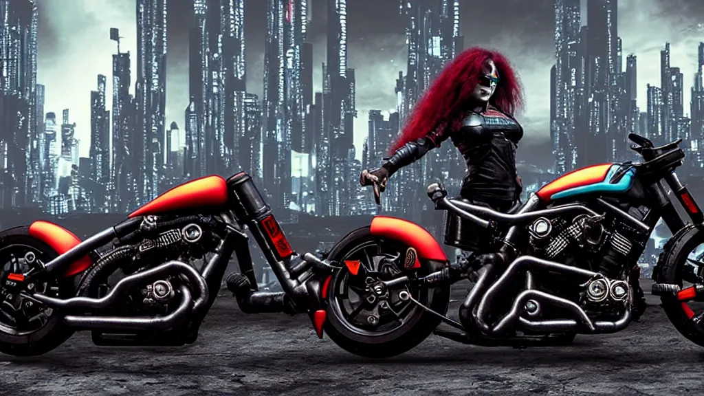 Image similar to cyberpunk harley davidson motorcycle