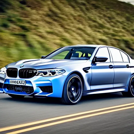 Prompt: “2018 BMW M5 Brochure photo, cinematic, 4K, ultra realistic”