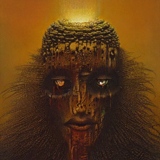 Image similar to the queen of the sun by zdzislaw beksinski and h. r. giger, oil on canvas