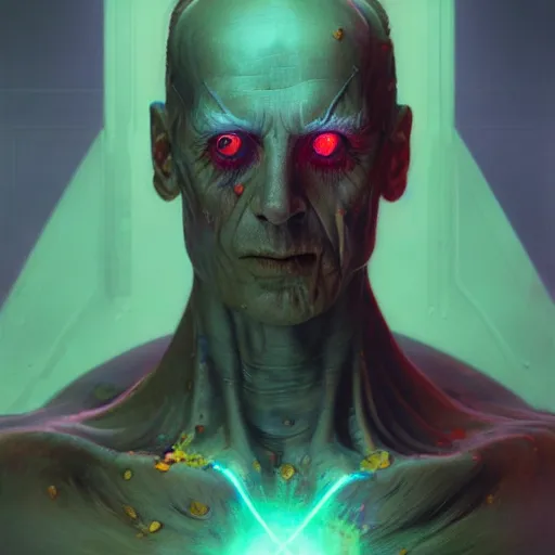 Image similar to a hyper - realistic character concept art portrait of an antimatter being with an energy body, depth of field background, artstation, award - winning realistic sci - fi concept art by jim burns and greg rutkowski, beksinski, a realism masterpiece, flesh - tone color palette, james gilleard, bruegel, alphonse mucha, and yoshitaka amano.