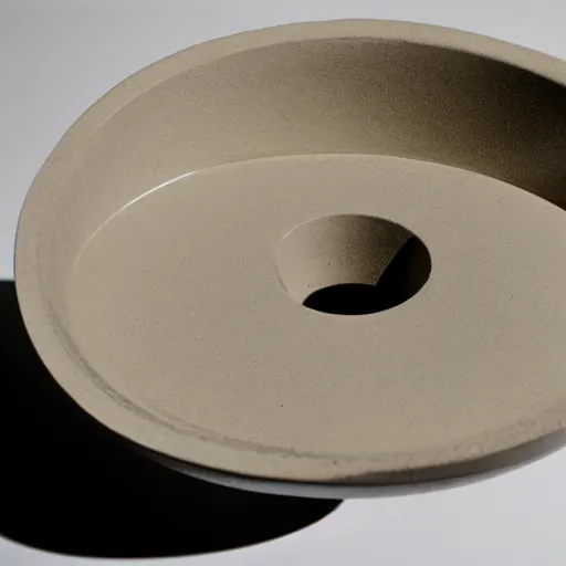 Image similar to an ashtray designed by isamu noguchi, white background, studio photo