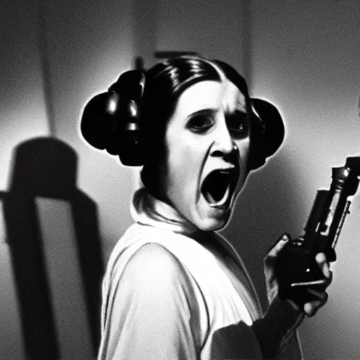 Image similar to a film still of princess leia screaming, artwork by caravaggio