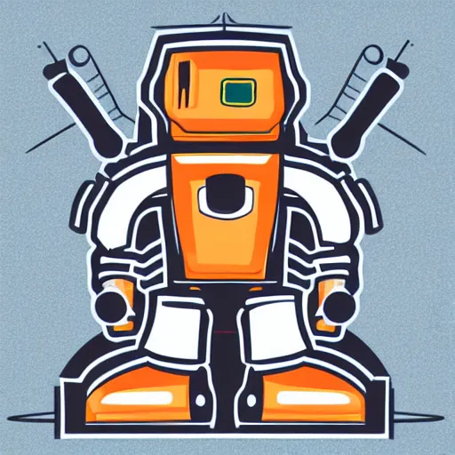 Image similar to a cute solider robot, digital art, iconic icon, 2 d vector logo, cartoon, t - shirt design