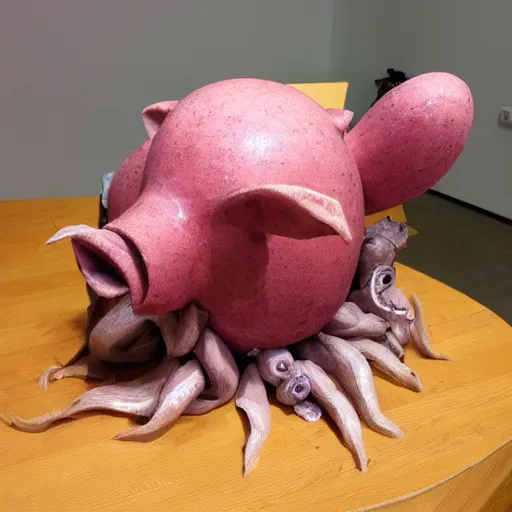 Image similar to sculpture of a pig - octopus, work in progress, neo - expressionism