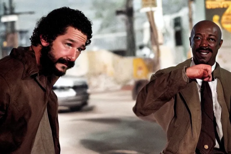 Prompt: shia labeouf plays john shaft in shaft in africa, a metro - goldwyn - mayer production, 3 5 mm panavision r 2 0 0, color, action pose