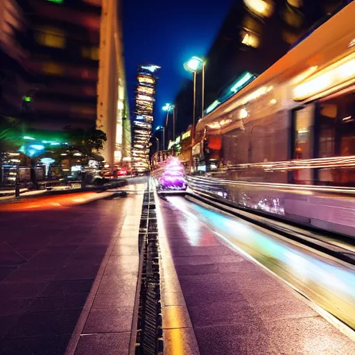 Image similar to a tram ride in sao paulo city at night, photorealistic, ultra detailed, 8 k