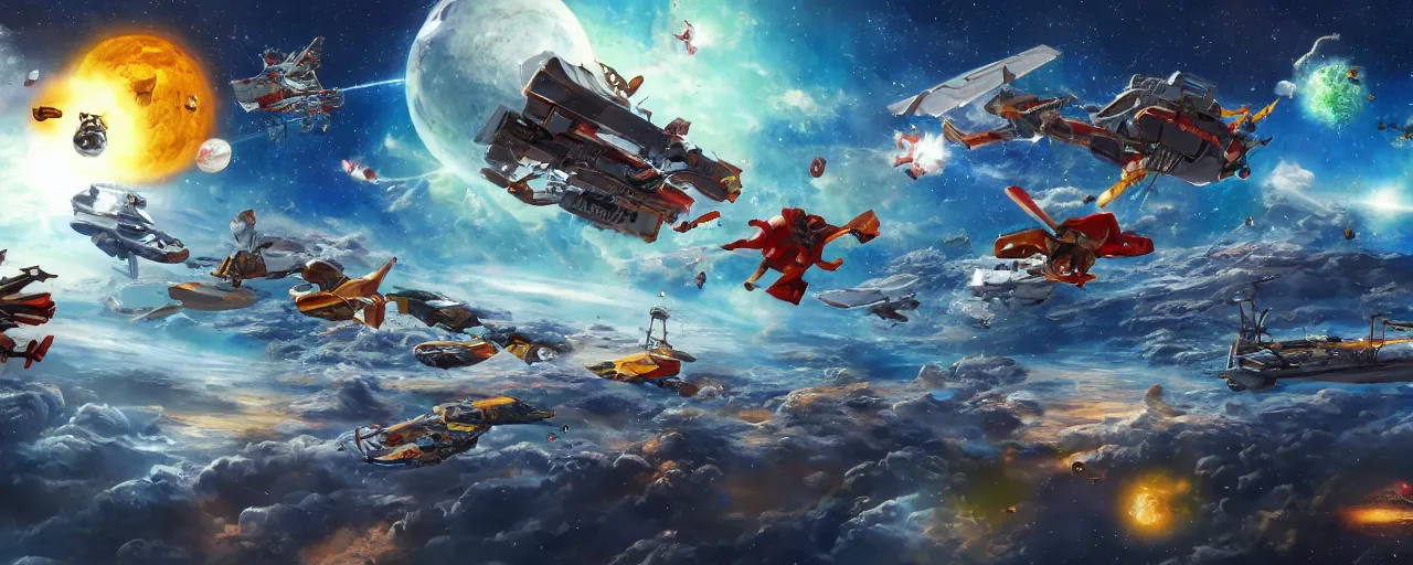 Image similar to monkey battle in space, concept art, 4 k