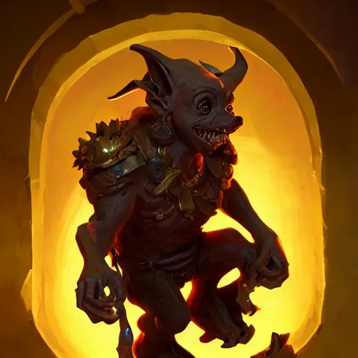 Prompt: Lucky Golden Goblin statue, bright art masterpiece artstation. 8k, sharp high quality artwork in style of Jose Daniel Cabrera Pena and Greg Rutkowski, golden theme, concept art by Tooth Wu, hearthstone card game artwork