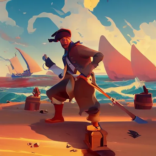 Image similar to painting treasure on sea of thieves game smooth median photoshop filter cutout vector, behance hd by jesper ejsing, by rhads, makoto shinkai and lois van baarle, ilya kuvshinov, rossdraws global illumination