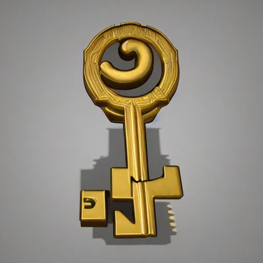 Image similar to a stylised key for the doors, key is on the center of image, point and click game inventory item, very detailed, dynamic lights, on the solid color background, high poly vray render, stylised textures, trending on artstation