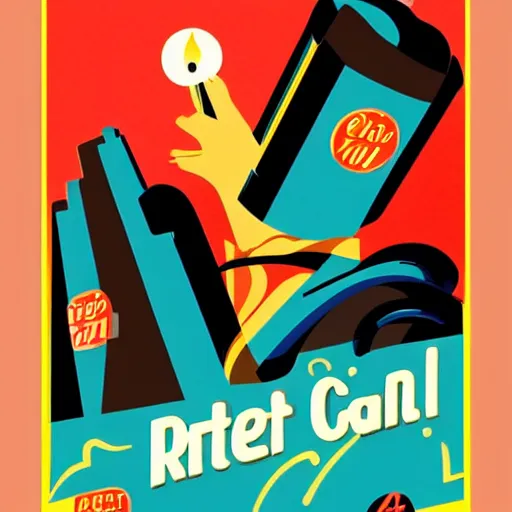 Prompt: retro poster with a set of beautiful scented candles, an art deco painting by tom whalen, trending on behance, art deco, digital illustration, storybook illustration, art deco, flat shading, vector art, airbrush, pastel, watercolor