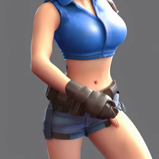 Image similar to jill valentine by bill watterson. 3 d render.