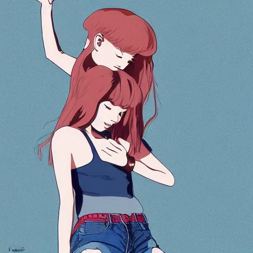 Image similar to urban Amanda Bynes girl in tattered clothes on Tv, dark blue long shirt, muted All That logo, matter held against gravity, pastel colors, ornate, profound religious statement cute smile, Krav Maga, anti-art, elegant, drift into a pick in the NBA, by Ilya Kuvshinov, by Studio Ghibli