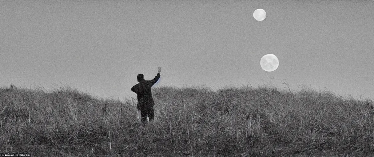 Image similar to revealed, underlined in a sudden gust of wind the profile of a man raises under the moon uncovered and tiny, overlooking the fen water meadowlands and small shot for the ducks he walks in the mud, moves aside the reeds no clapping of wings, no motions around just the singing wind in an ominous silence