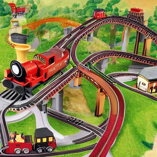 Prompt: brio railroad highly complex