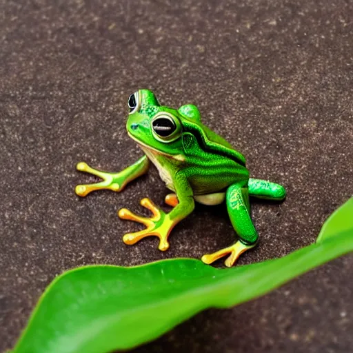 Prompt: green autistic frog
