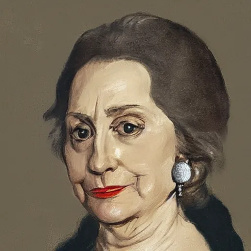 Image similar to detailed portrait of hillary clinton wearing beautiful earrings by francisco goya