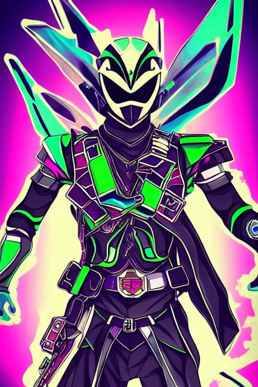 Image similar to random kamen rider. final fantasy style art, zelda style art, gta vice city style art, pop art, aesthetic art, stylish, elegant, adobe stock popular, concept art, smooth, beautiful, highly details, sharp focus, illustration, intricate, hyperrealism