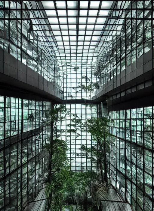 Image similar to “thunderstorm Amazon forest architecture building , the building is in a rainy forest , luxury architecture, architecture digest, building surrounded by dark clouds , mellow tones, fluorescent lighting,volumetric Lighting, photorealism, high detail, golden ratio, cinematic, octane renderer”