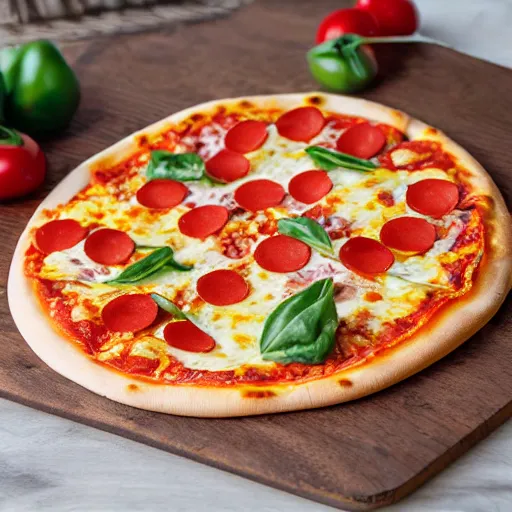 Image similar to high quality high detail happy pizza