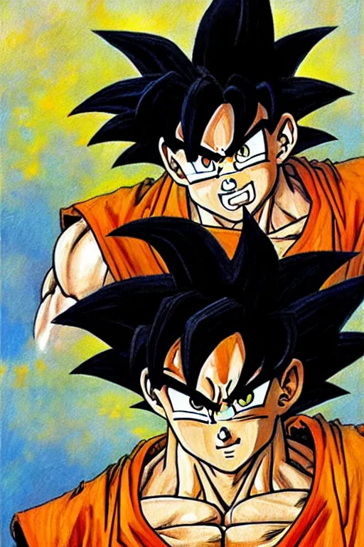 Prompt: son goku, painting by steve huston