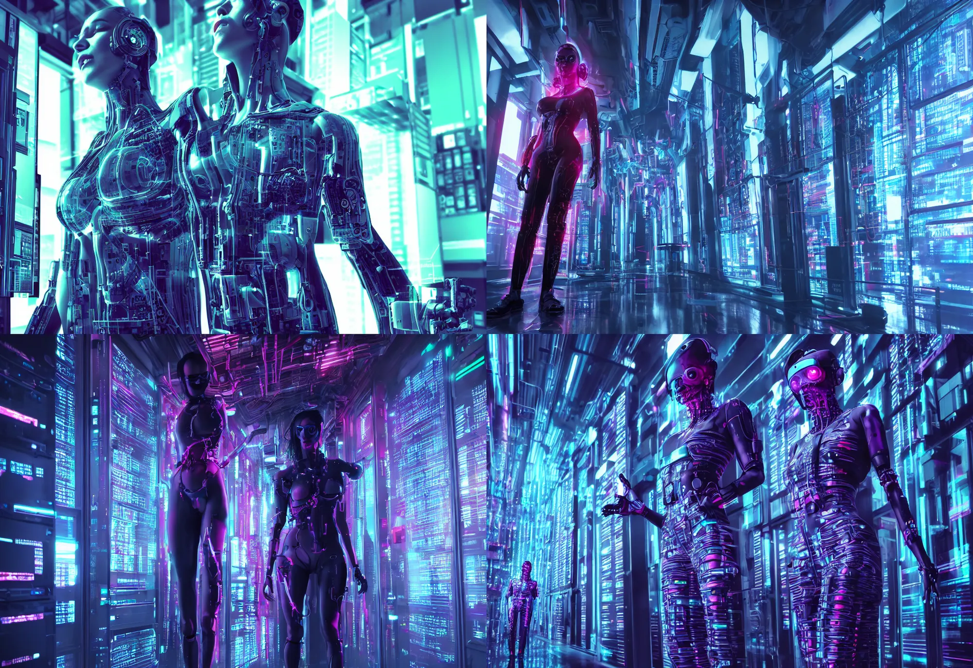 Prompt: cyberpunk syntwave syle film by cyberpunk syntwave syle shot of human body like a cyborg symmetry, extreamly detailed, realistic, in data center, extreamly detailed data center, realistic, cinematic, awesome composition, color balance, physical correct light, shadows, trending on artstation, octane render