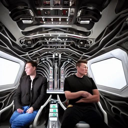 Prompt: elon musk inside a starship rocket, hyperreal photo, realistic, cool lighting