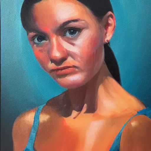 Image similar to alexa echo dot, portrait, oil painting