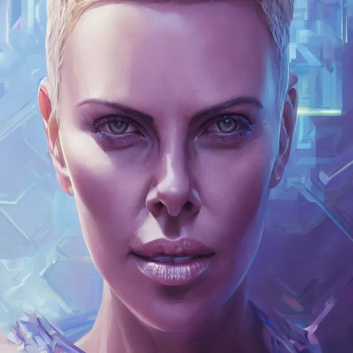 Prompt: portrait of Charlize Theron as a Thanos. intricate abstract. intricate artwork. by Tooth Wu, wlop, beeple, dan mumford. octane render, trending on artstation, greg rutkowski very coherent symmetrical artwork. cinematic, hyper realism, high detail, octane render, 8k, iridescent accents