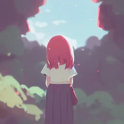 Prompt: a cute anime girl cinematic environment by Atey Ghailan