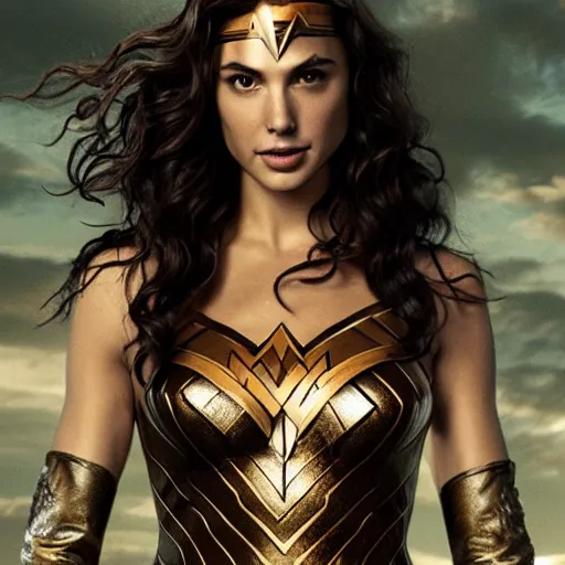 Image similar to Full body photo of the beautiful woman Gal Gadot as Medusa the greek goddess, she is looking straight to the camera, she has a glow coming from her, she is getting illuminated for rays of light, behind her is a scary atmosphere, the photo was taking by Annie Leibovitz, matte painting, oil painting, naturalism, 4k, 8k