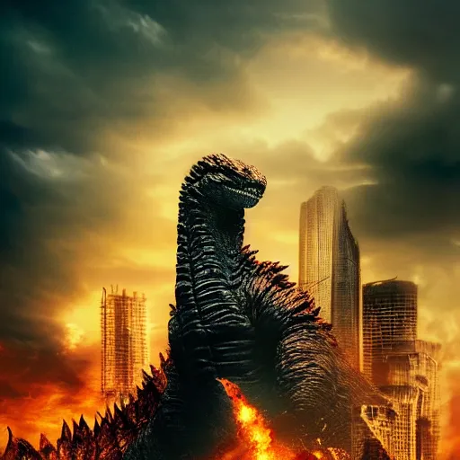 Prompt: liam neeson, godzilla, movie poster, profile shot, high quality, realistic, head to head