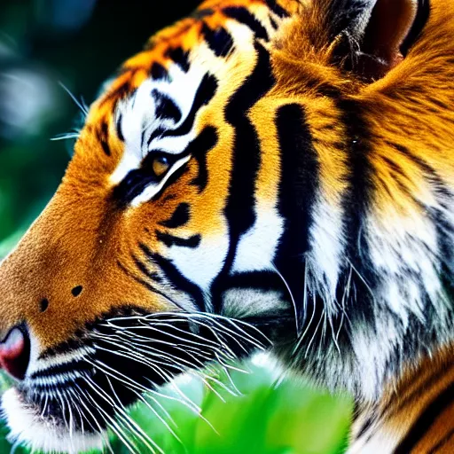 Image similar to beautiful tiger drinking from a pod, natural light, 85mm by Emmanuel Lubezki